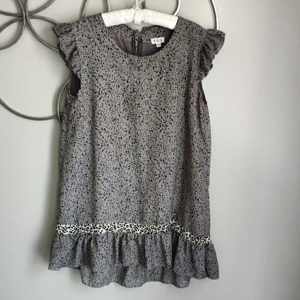 POL flutter sleeve animal print tunic/dress